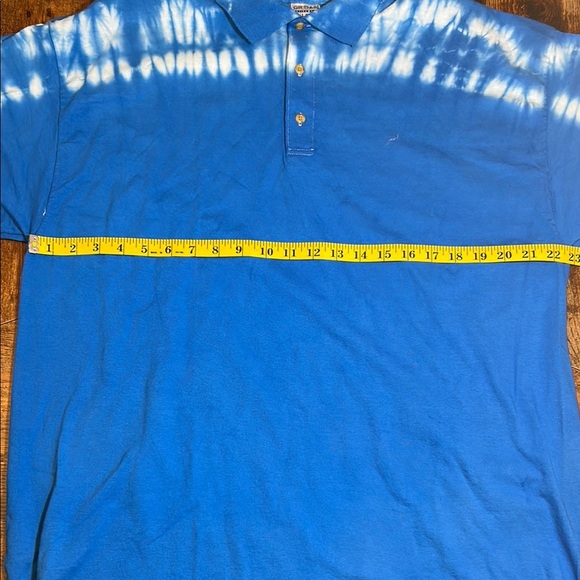 Gildan Blue Polo Shirt with Tie-Dye Pattern - Picture 1 of 6